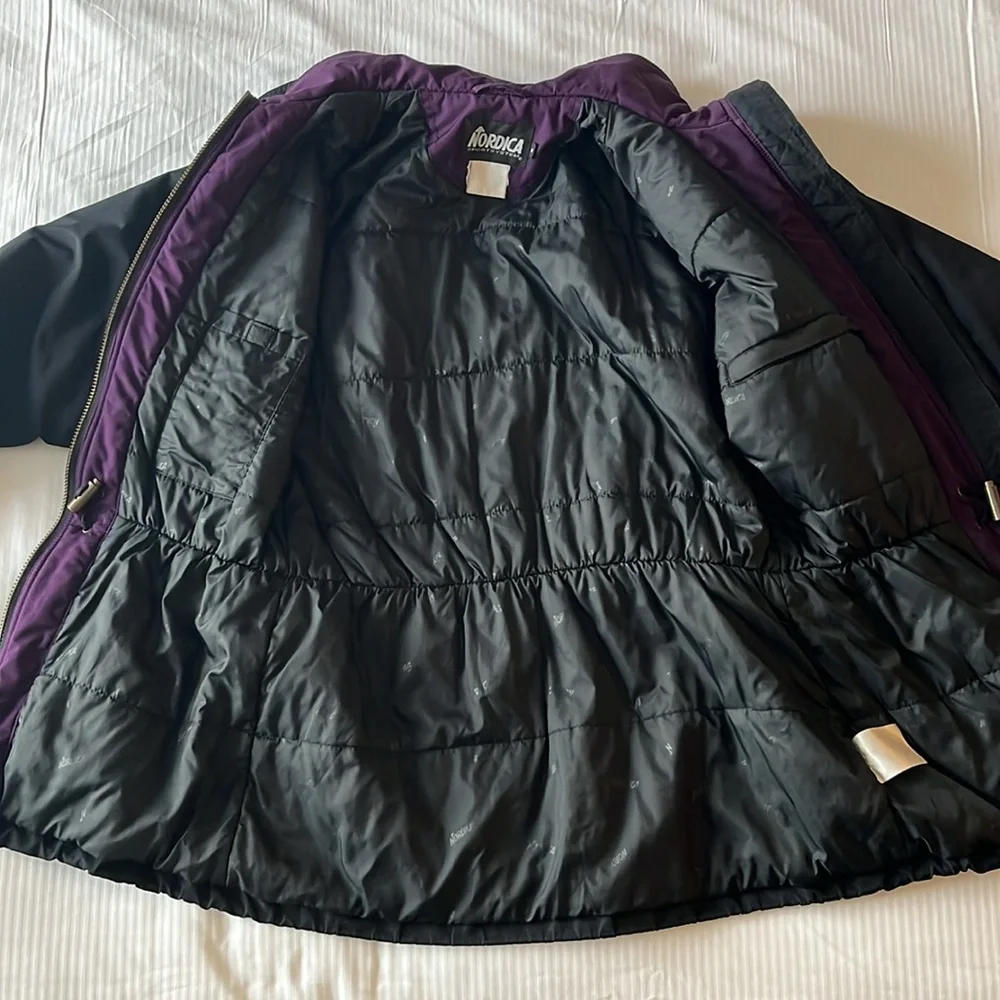 Vintage Nordica Ski Jacket Black Purple Size 8 Large - Picture 5 of 16